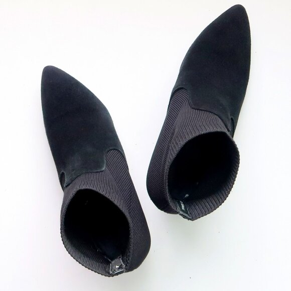 Steve Madden Remy Black Suede Sock Booties Pointed Toe Block Heel Ankle Boots 7 - Picture 13 of 16
